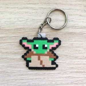Baby yoda perler bead keychain